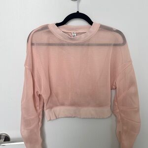 ALO Yoga Pink Sheer Crop Sweatshirt